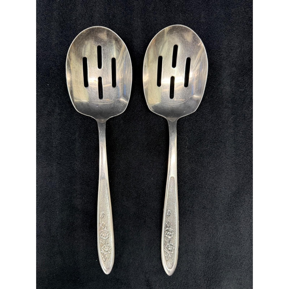 Solid Pierced Casserole Spoon Country Garden Stainless by EKCO SILVER (2) Japan